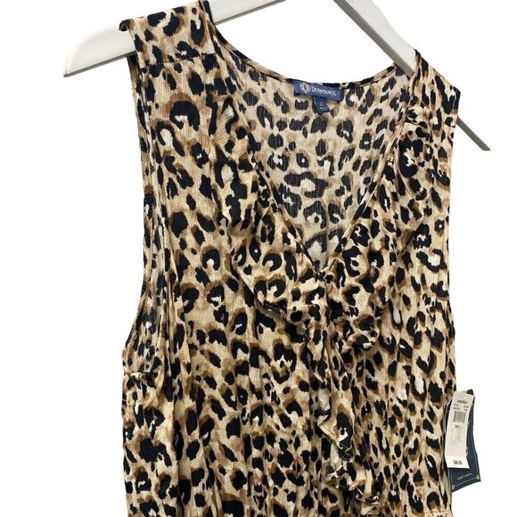 DEMOCRACY Midi Dress Large Leopard Print Rayon Ruffle Summer Sundress NWT - Picture 8 of 10